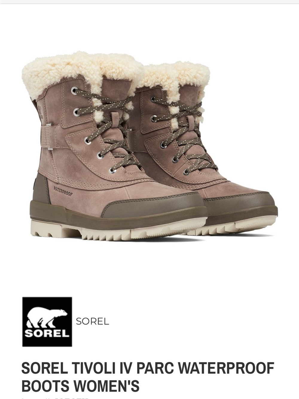 Sorel Tivoli IV Parc Waterproof Boots - Taupe with Cream Fur Trim